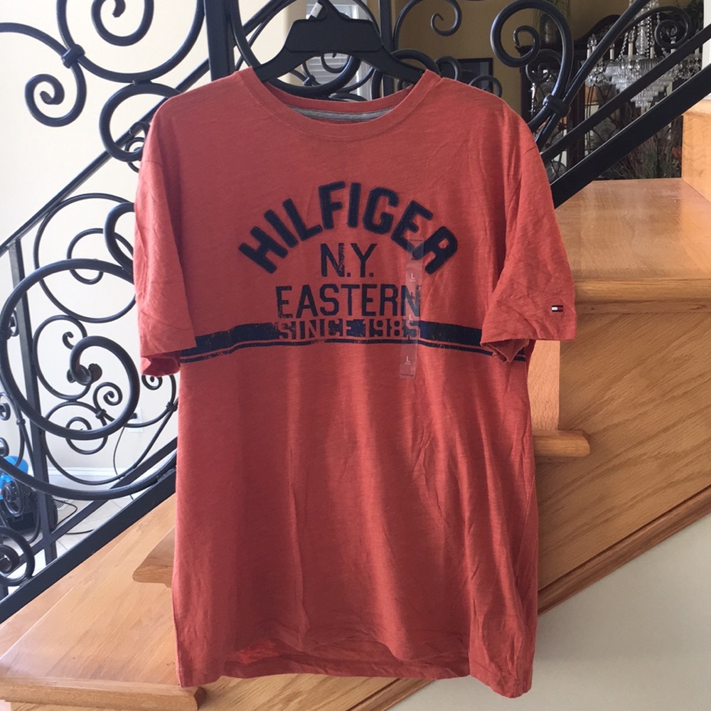 Tommy Hilfiger SS Shirt, Orange,New With Tags,SZ L